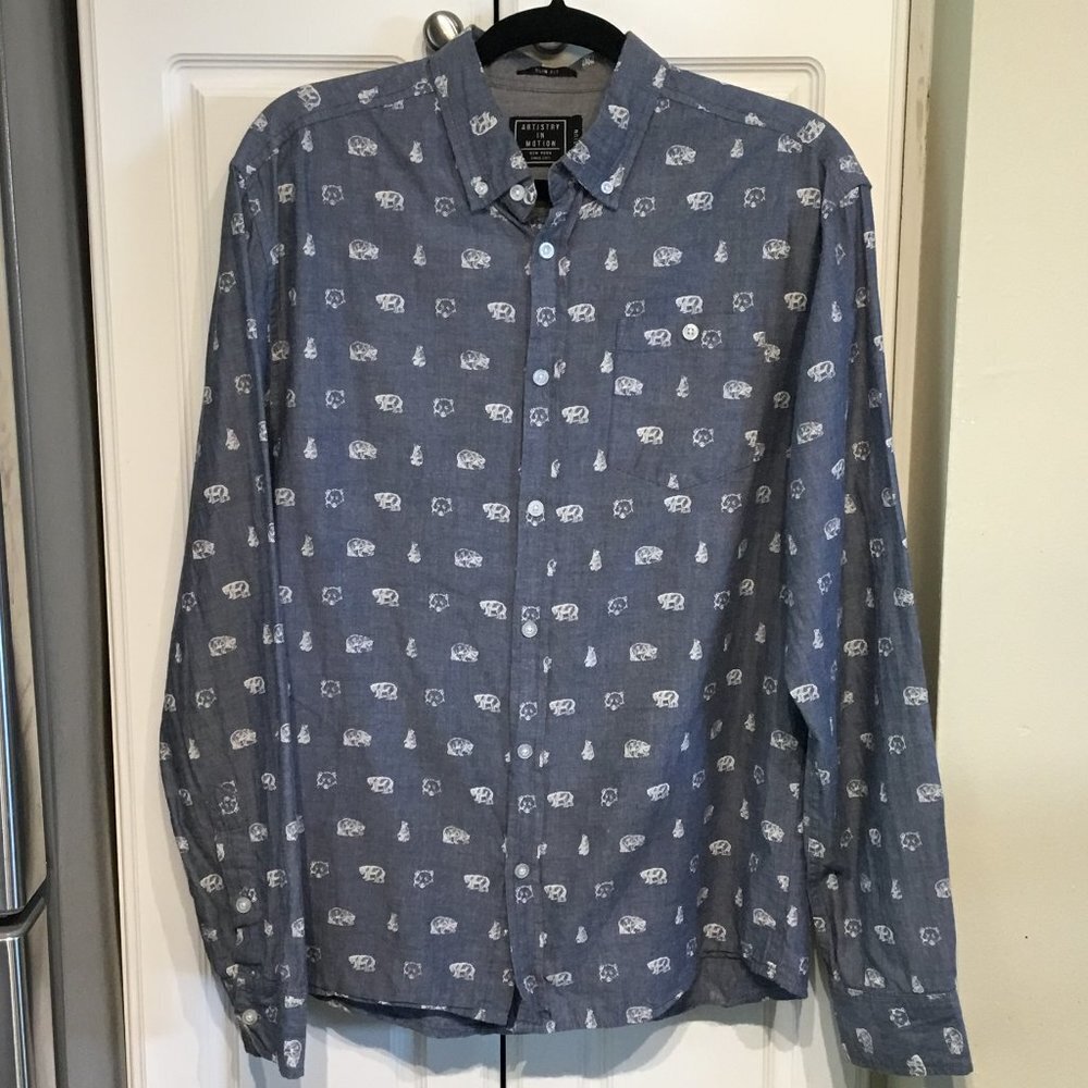 Artistry in Motion Bear Print Chambray Top